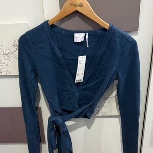 Urban Outfitters Deep Blue Wrap Blouse